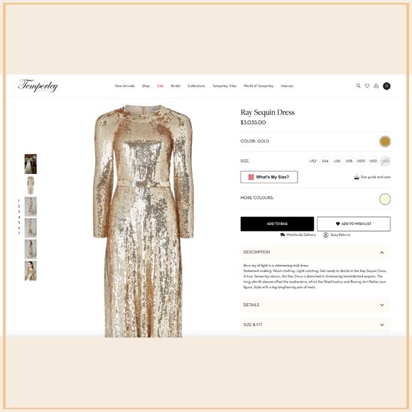 NWT $3035.00 Temperley London Ray Runway Sequin Dress - Picture 7 of 15